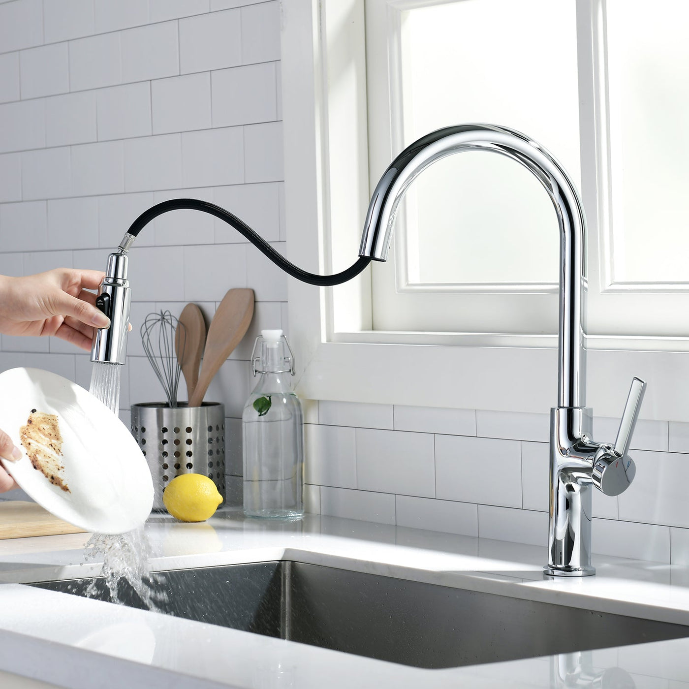 Metora Copper Kitchen Pull-Down Faucet with 3 Water Outlet Modes-KF2202