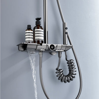Metora Thermostatic Shower System with Temperature Display and 4 Water Outlet Modes-SST2204