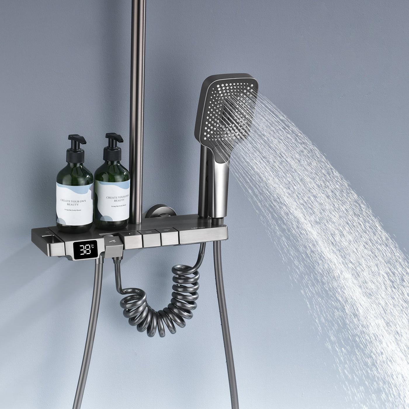 Metora Thermostatic Shower System with Temperature Display and 4 Water Outlet Modes-SST2203