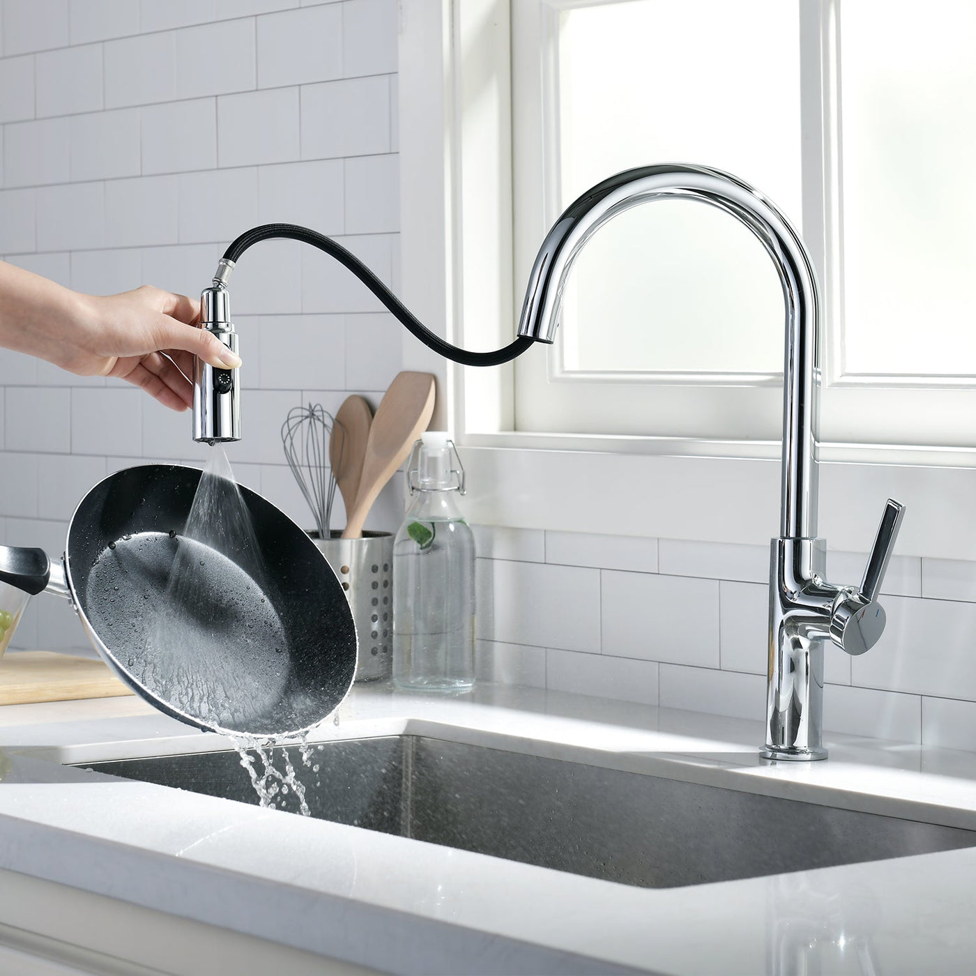 Metora Copper Kitchen Pull-Down Faucet with 3 Water Outlet Modes-KF2202