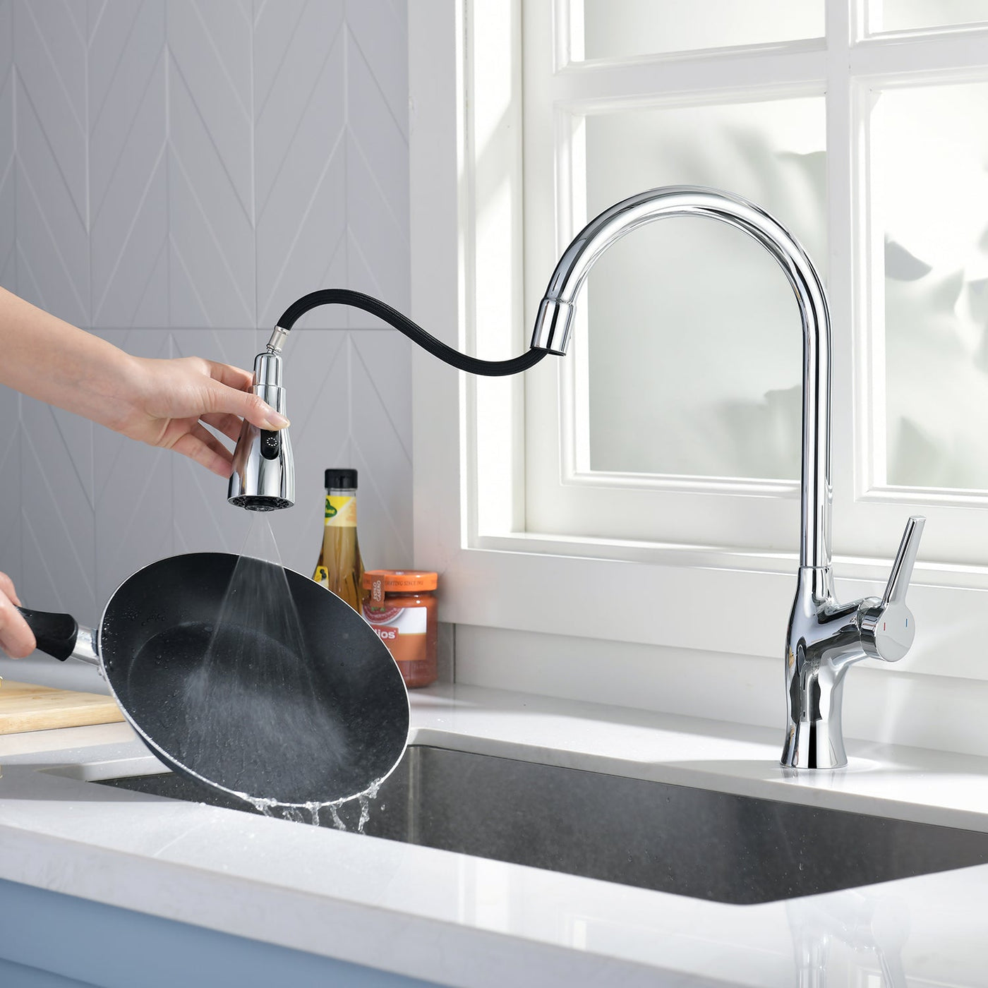 Metora Copper Kitchen Pull-Down Faucet with 3 Water Outlet Modes-KF2203