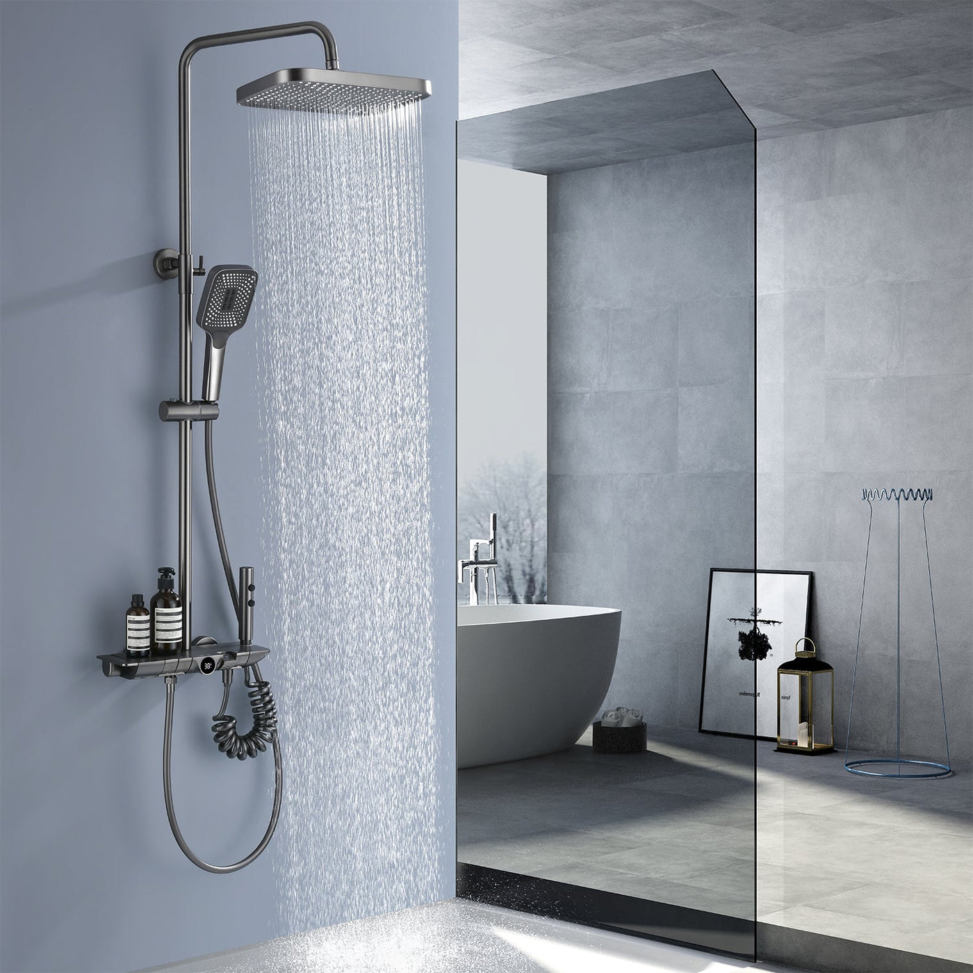 Metora Thermostatic Shower System with Temperature Display and 4 Water Outlet Modes-SST2204