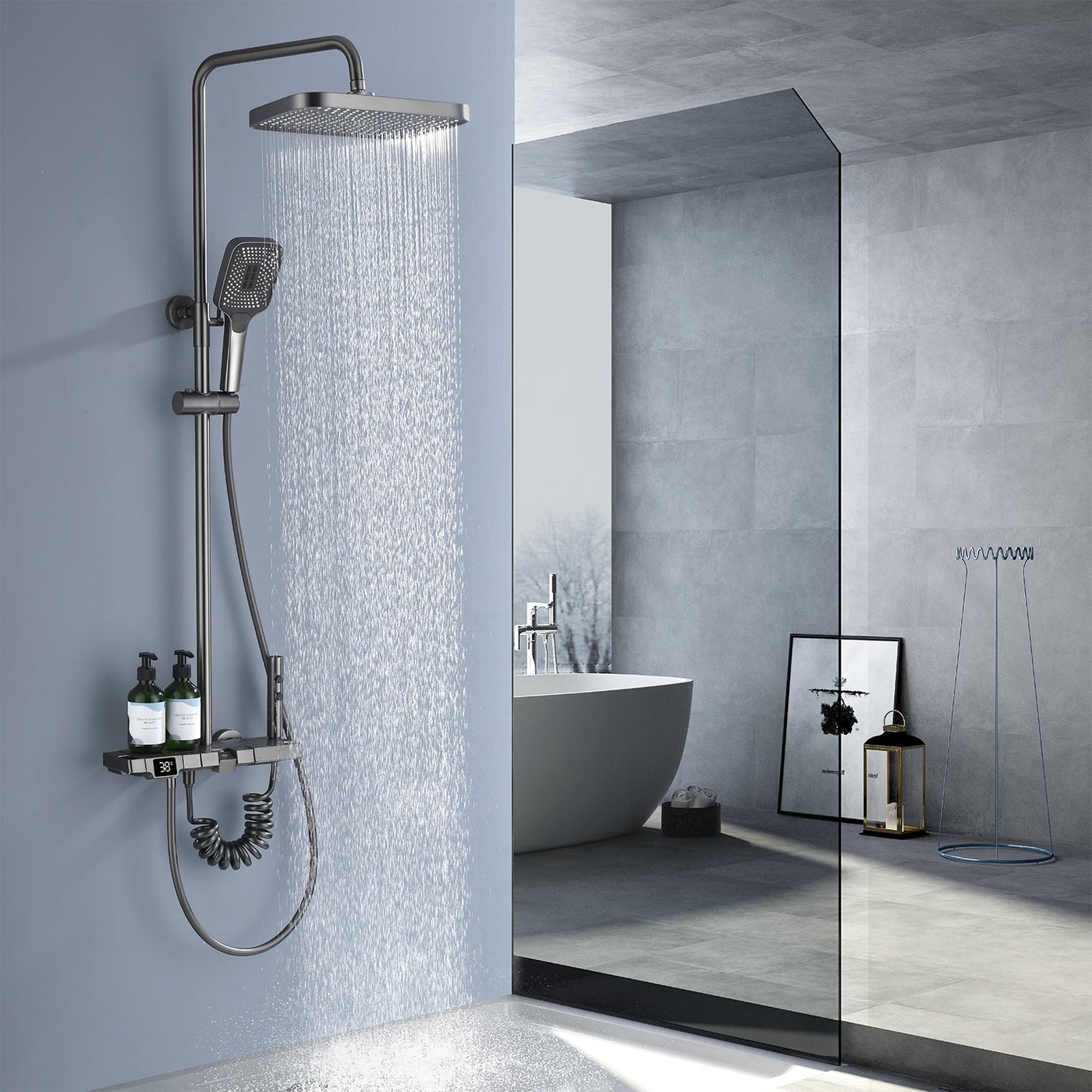 Metora Thermostatic Shower System with Temperature Display and 4 Water Outlet Modes-SST2203