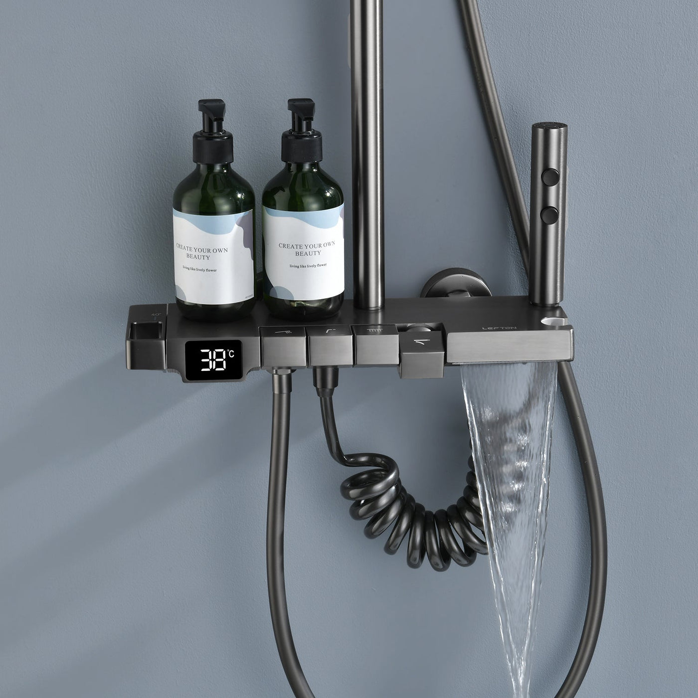 Metora Thermostatic Shower System with Temperature Display and 4 Water Outlet Modes-SST2203