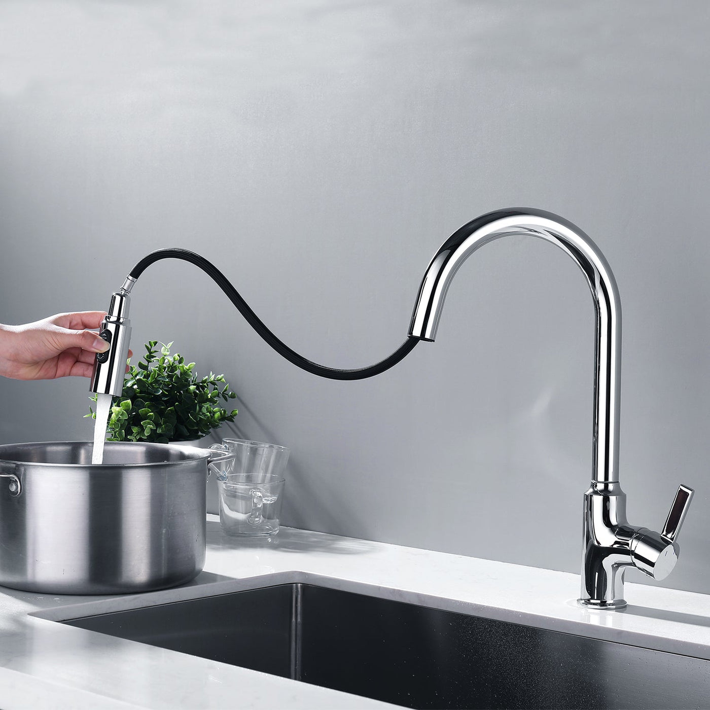 Metora Copper Kitchen Pull-Down Faucet with 3 Water Outlet Modes-KF2204