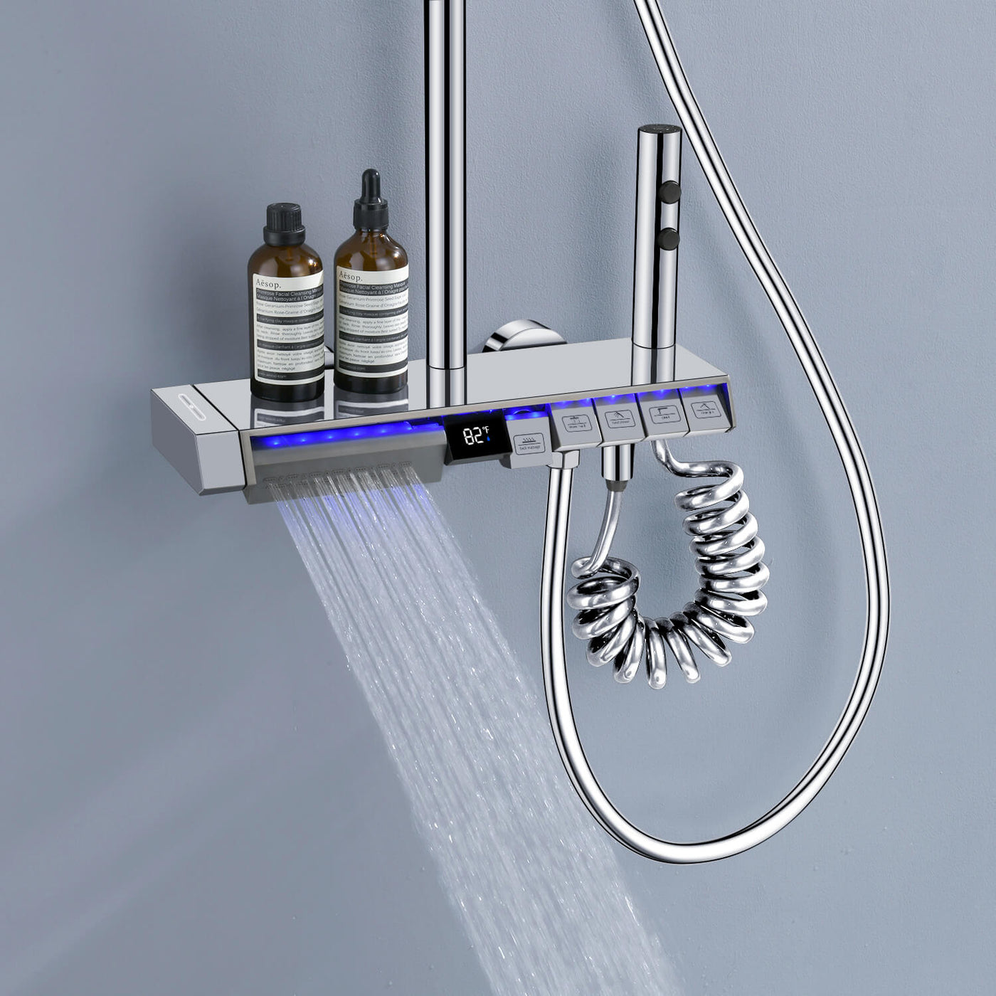Metora Thermostatic Shower System with 5 Water Modes and Temperature Display Screen-SST2206