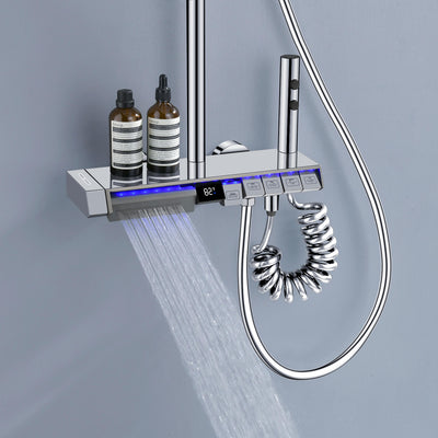 Metora Thermostatic Shower System with 5 Water Modes and Temperature Display Screen-SST2206