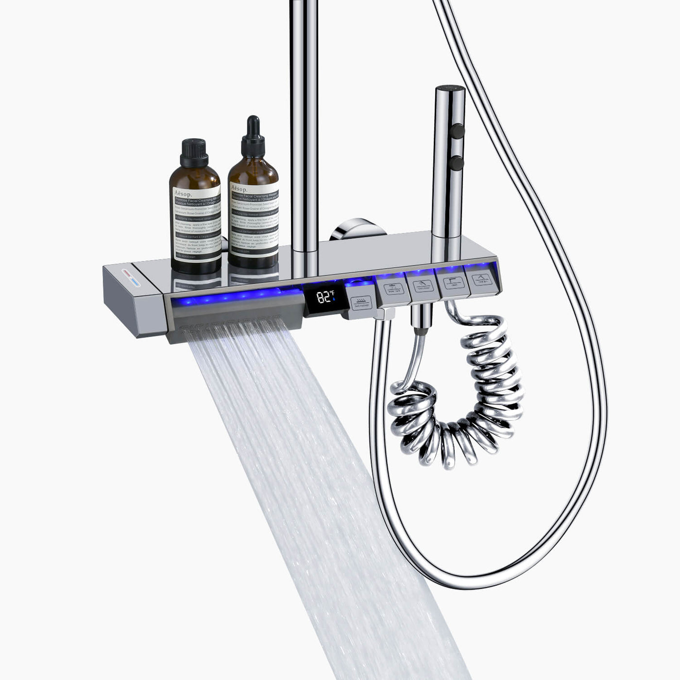 Metora Thermostatic Shower System with 5 Water Modes and Temperature Display Screen-SST2206