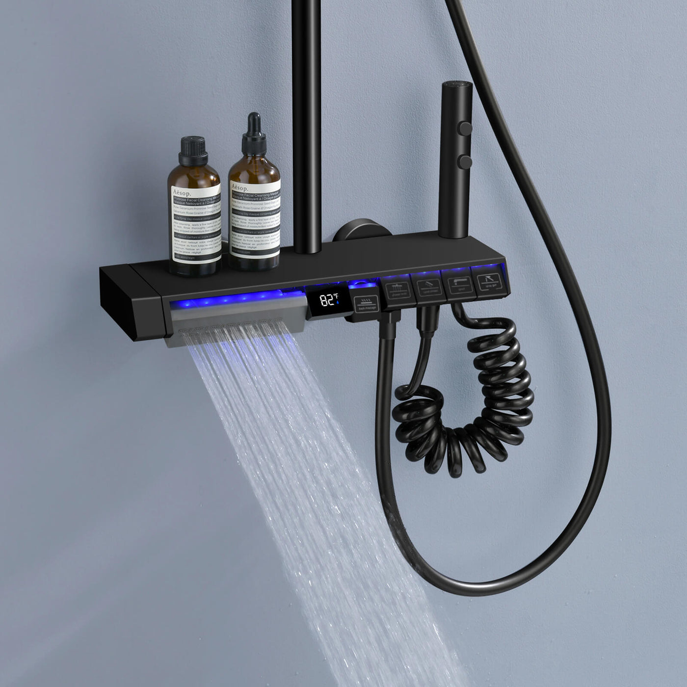 Metora Thermostatic Shower System with 5 Water Modes and Temperature Display Screen-SST2206