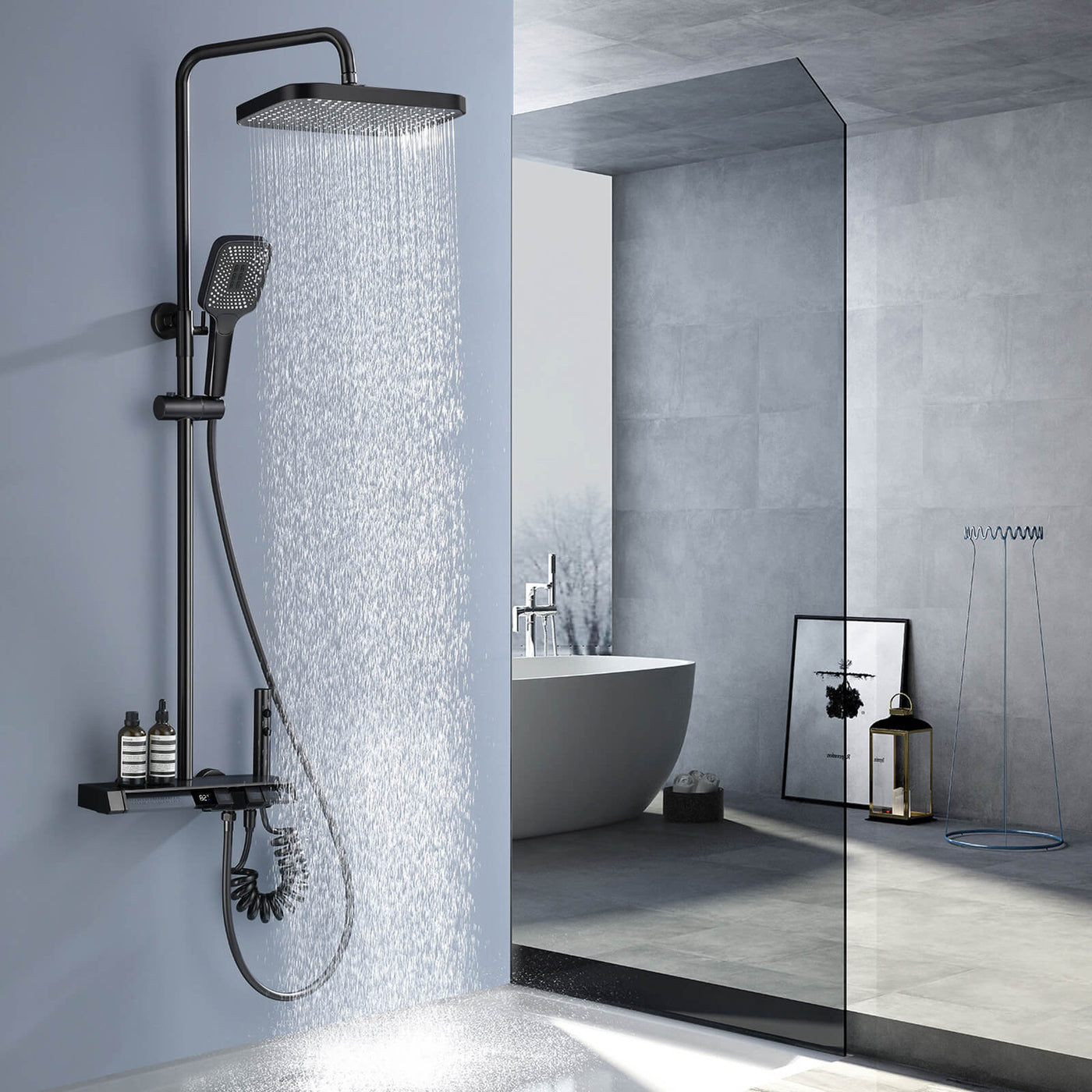 Metora Thermostatic Shower System with 5 Water Modes and Temperature Display Screen-SST2206