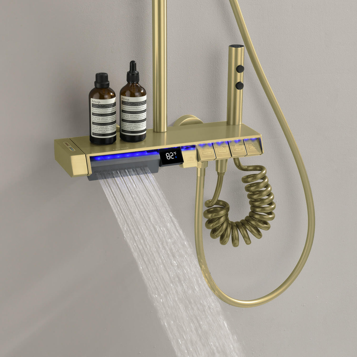 Metora Thermostatic Shower System with 5 Water Modes and Temperature Display Screen-SST2206