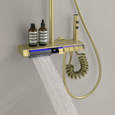 Metora Thermostatic Shower System with 5 Water Modes and Temperature Display Screen-SST2206