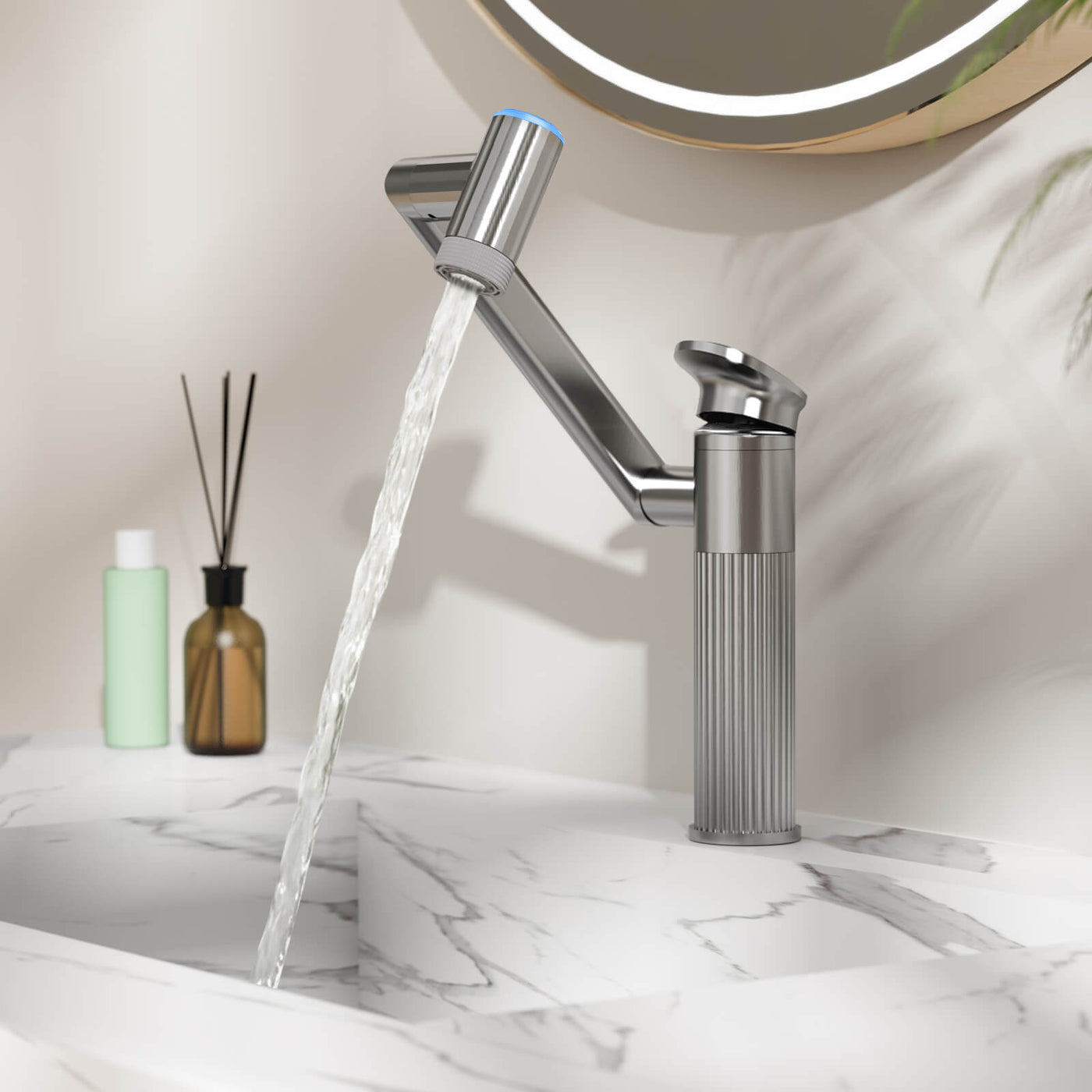 Metora 1080° Rotatable Single-Hole Bathroom Faucet With Temperature Display-BF2208-PRO