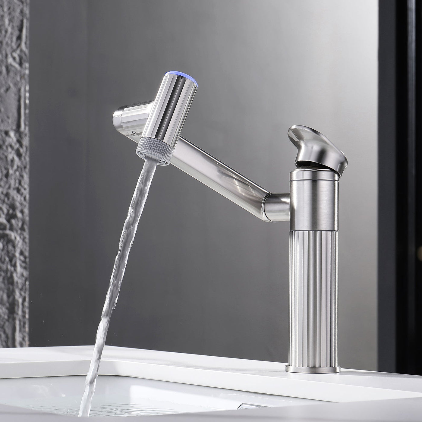 Metora 1080° Rotatable Single-Hole Bathroom Faucet With Temperature Display-BF2208-PRO