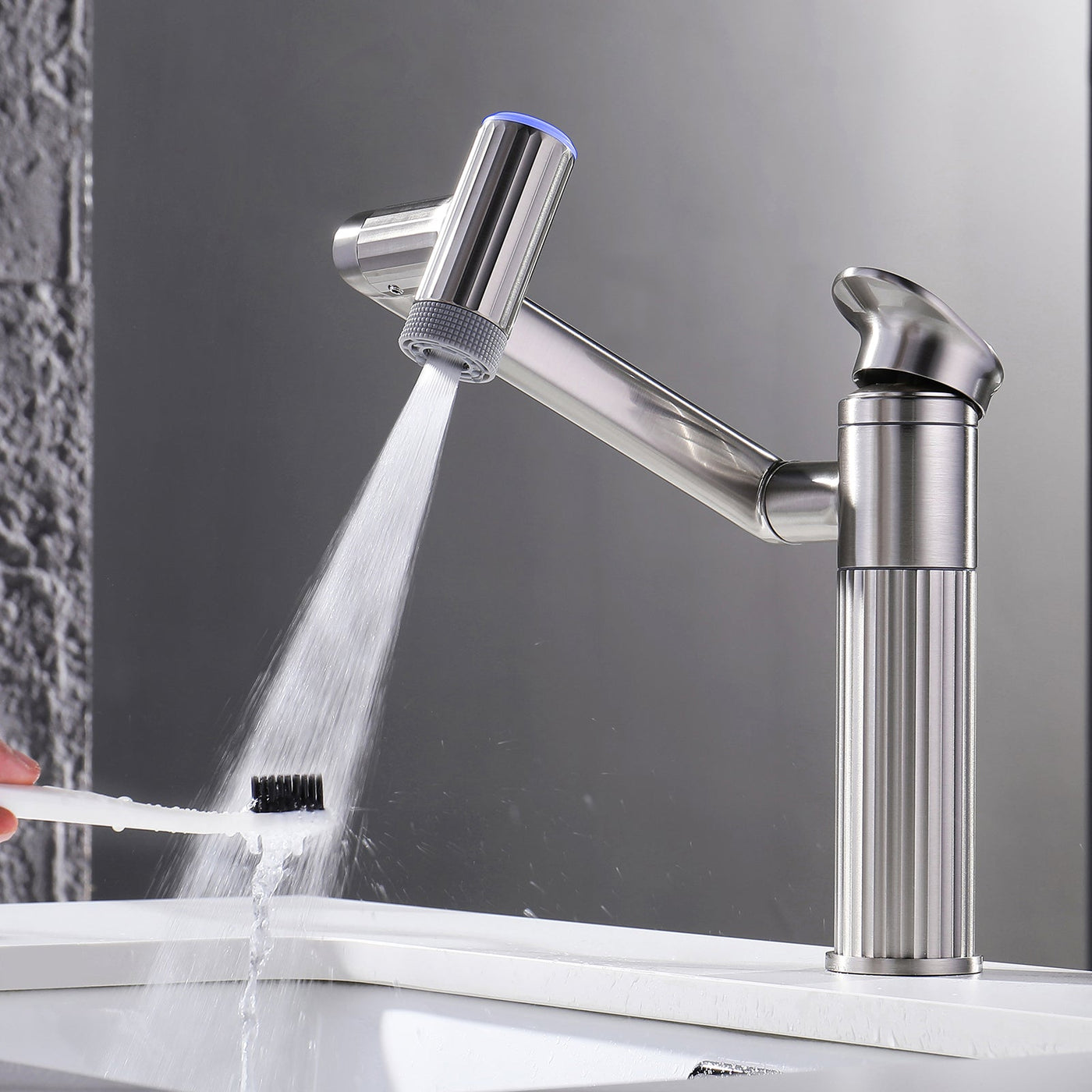 Metora 1080° Rotatable Single-Hole Bathroom Faucet With Temperature Display-BF2208-PRO
