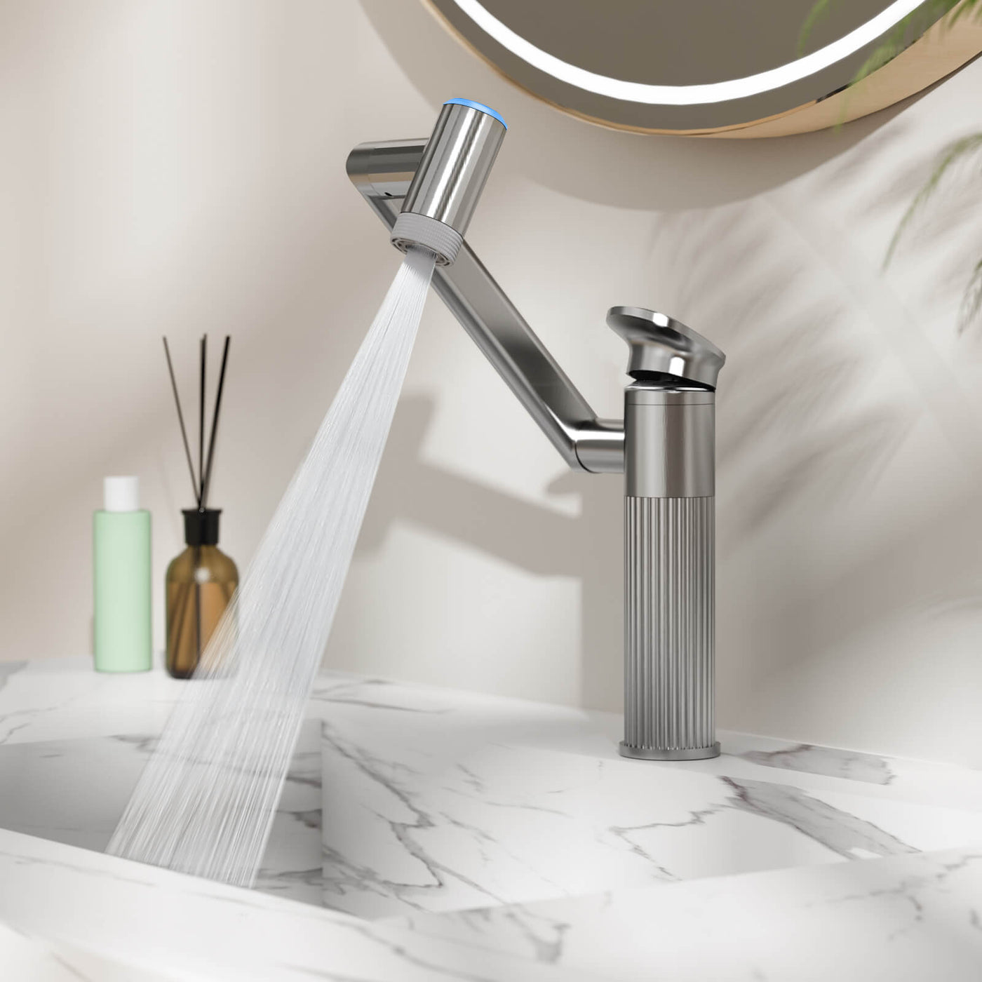 Metora 1080° Rotatable Single-Hole Bathroom Faucet With Temperature Display-BF2208-PRO