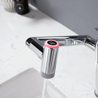 Metora 1080° Rotatable Single-Hole Bathroom Faucet With Temperature Display-BF2208-PRO