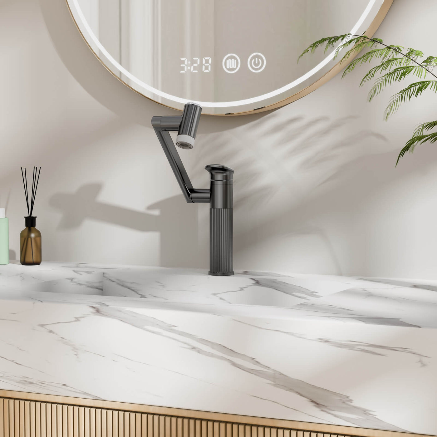 Metora 1080° Rotatable Single-Hole Bathroom Faucet With Temperature Display-BF2208-PRO