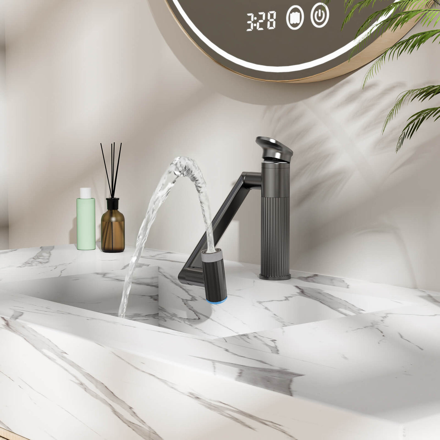 Metora 1080° Rotatable Single-Hole Bathroom Faucet With Temperature Display-BF2208-PRO