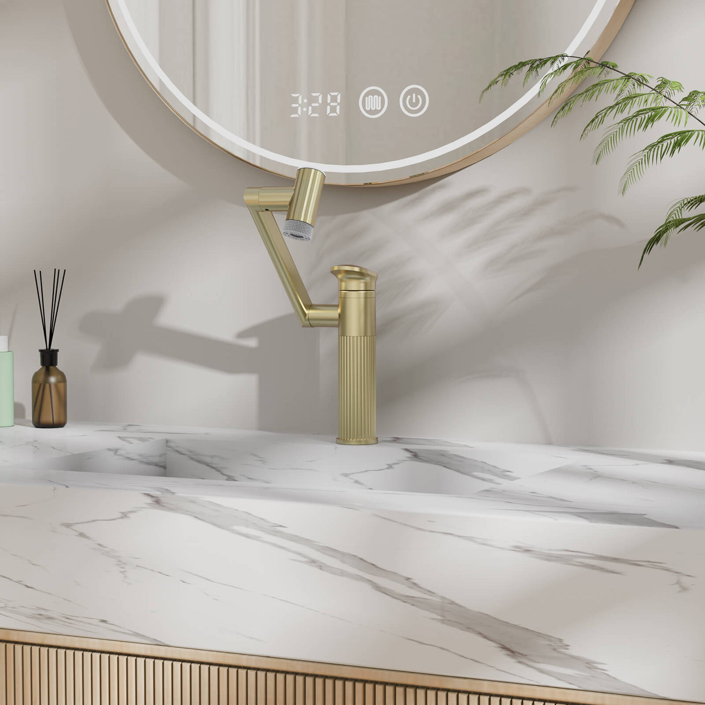 Metora 1080° Rotatable Single-Hole Bathroom Faucet With Temperature Display-BF2208-PRO