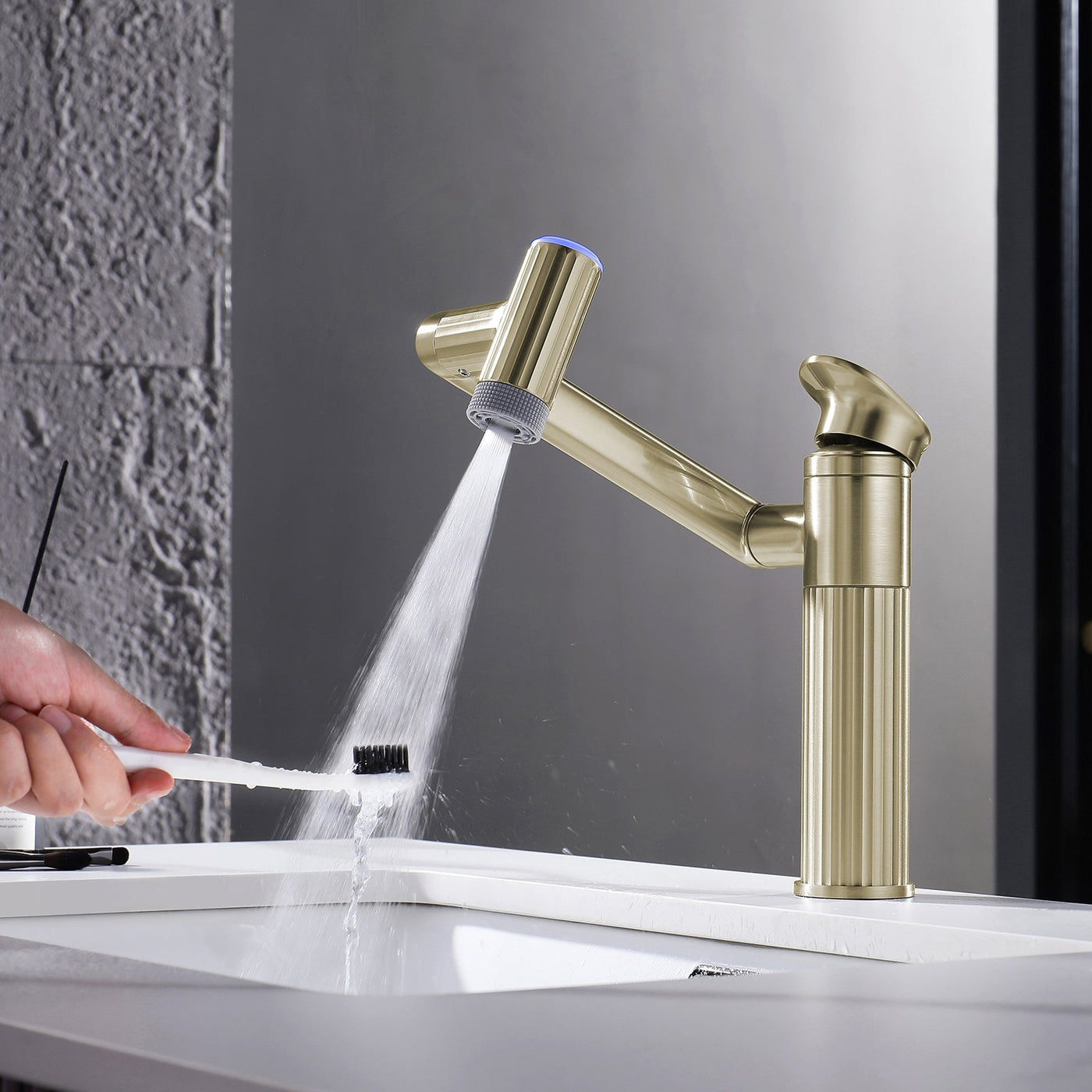 Metora 1080° Rotatable Single-Hole Bathroom Faucet With Temperature Display-BF2208-PRO