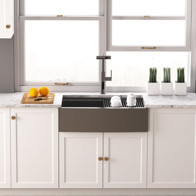 Metora 33"x 22" Apron Front Single Bowl Stainless Steel Farmhouse Kitchen Sink With Grid and Basket Strainer-FS2501