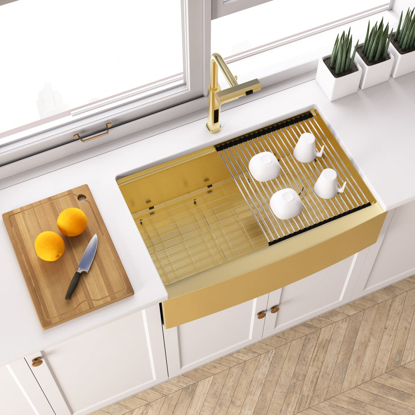 Metora 33"x 22" Apron Front Single Bowl Stainless Steel Farmhouse Kitchen Sink With Grid and Basket Strainer-FS2501