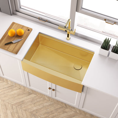 Metora 33"x 22" Apron Front Single Bowl Stainless Steel Farmhouse Kitchen Sink With Grid and Basket Strainer-FS2501