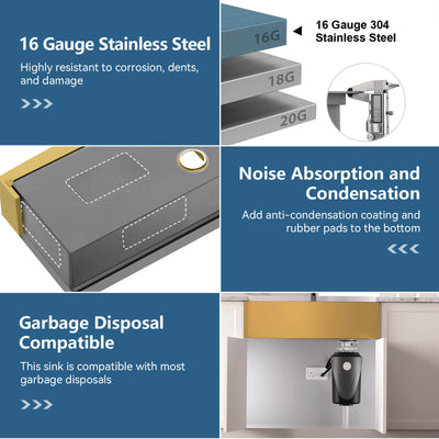 Metora 33"x 22" Apron Front Single Bowl Stainless Steel Farmhouse Kitchen Sink With Grid and Basket Strainer-FS2501