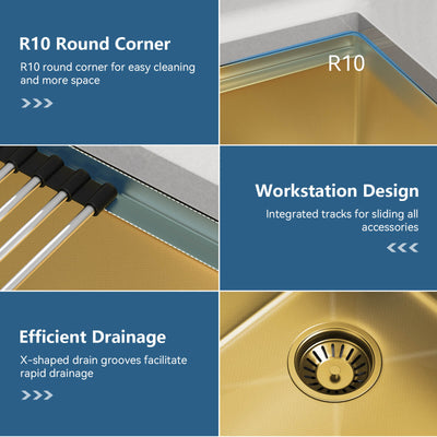 Metora 33"x 22" Apron Front Single Bowl Stainless Steel Farmhouse Kitchen Sink With Grid and Basket Strainer-FS2501