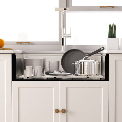 Metora 33"x 22" Stainless Steel Farmhouse Kitchen Sink-FS2501 with Waterfall & Pull-Out Kitchen Faucet-KF2209