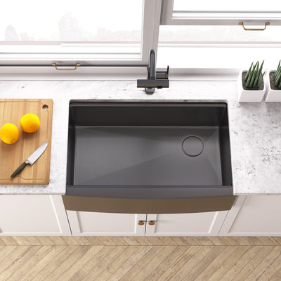 Metora 33"x 22" Apron Front Single Bowl Stainless Steel Farmhouse Kitchen Sink With Grid and Basket Strainer-FS2501