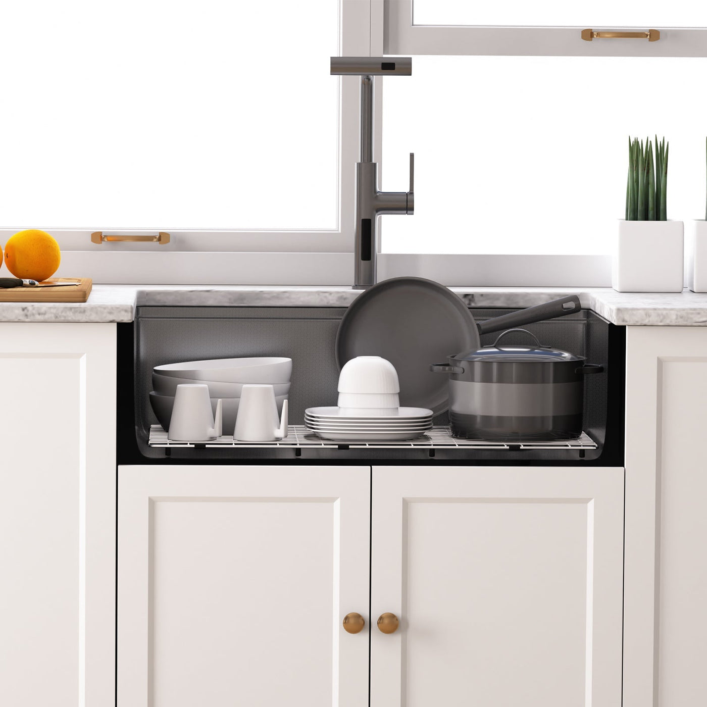 Metora 33"x 22" Apron Front Single Bowl Stainless Steel Farmhouse Kitchen Sink With Grid and Basket Strainer-FS2501