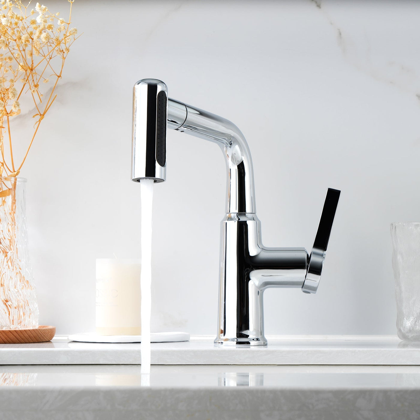 Metora Single-Hole Waterfall & Pull-Out Liftable Bathroom Faucet-BF2209