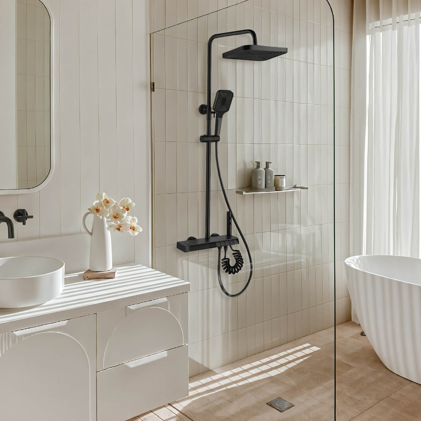 Metora Thermostatic Shower System with 5 Water Modes and Temperature Display Screen-SST2206