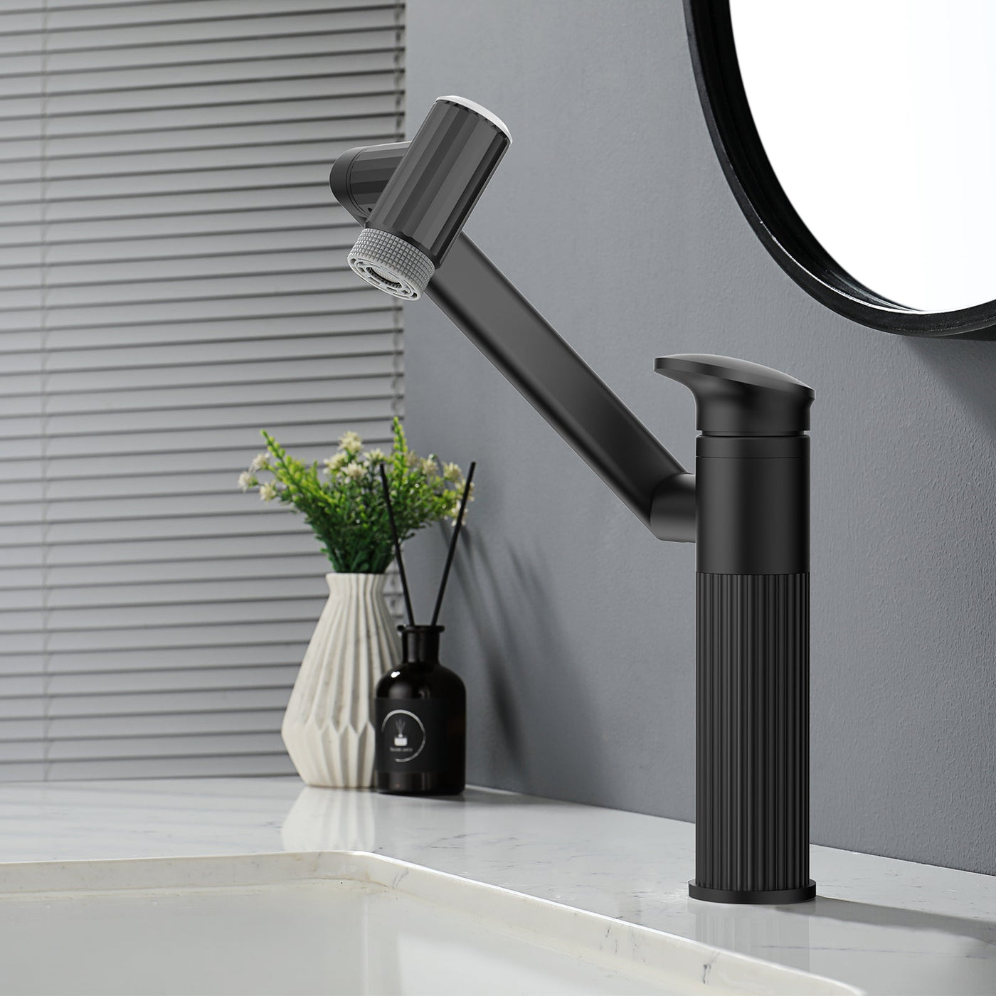 Metora 1080° Rotatable Single-Hole Bathroom Faucet With Temperature Display-BF2208-PRO