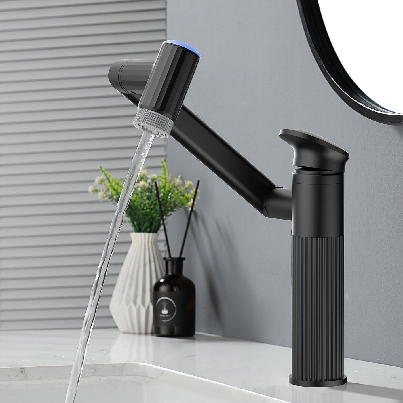 Metora 1080° Rotatable Single-Hole Bathroom Faucet With Temperature Display-BF2208-PRO