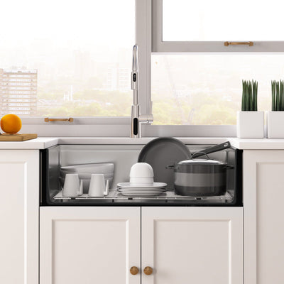 Metora 33"x 22" Stainless Steel Farmhouse Kitchen Sink-FS2501 with Modern Pull-Down Kitchen Faucet-KF2501