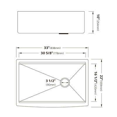 Metora 33"x 22" Stainless Steel Farmhouse Kitchen Sink-FS2501 with Modern Pull-Down Kitchen Faucet-KF2501