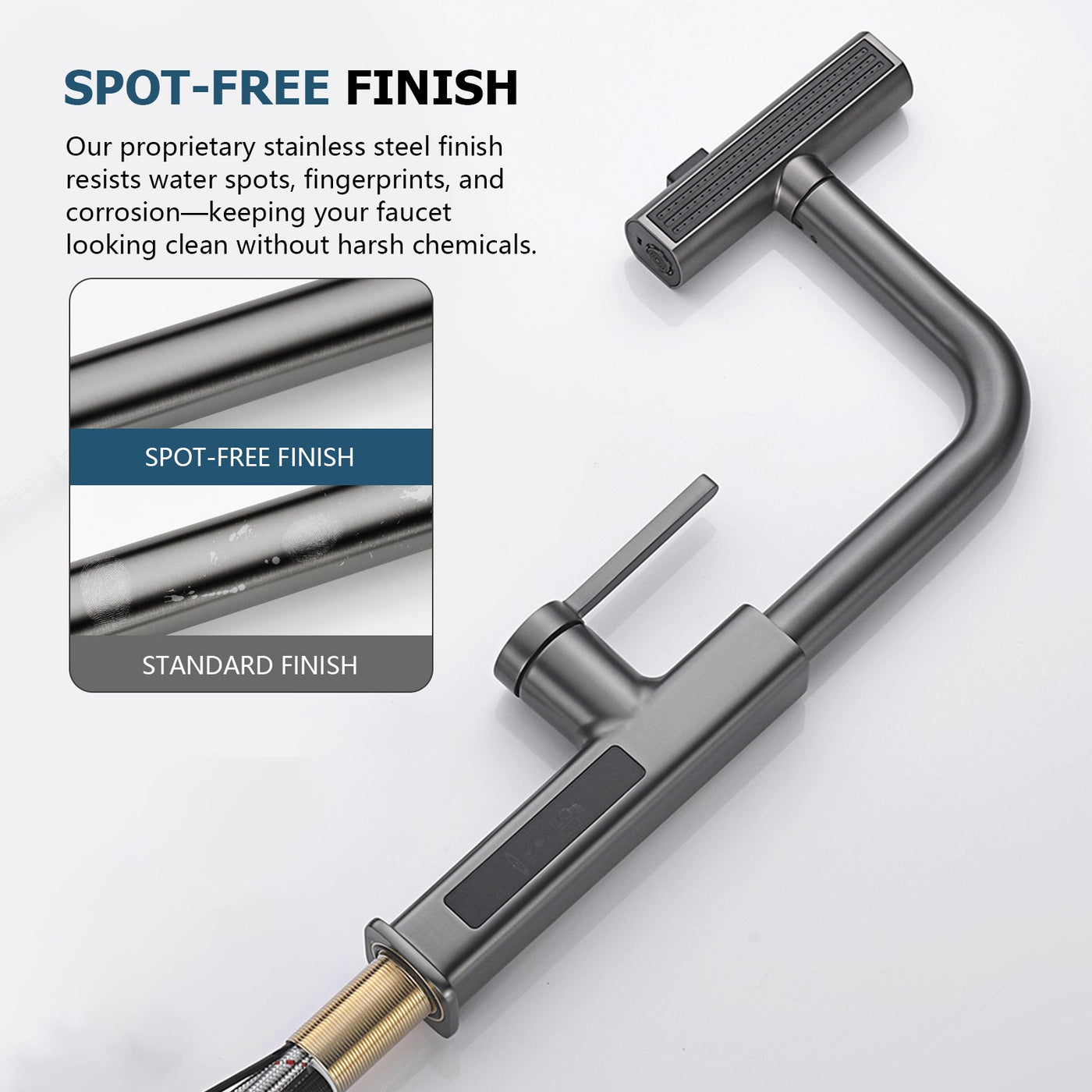 Metora Waterfall & Pull-Out Kitchen Faucet with Temperature Display-KF2209