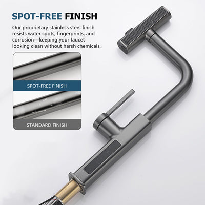 Metora Waterfall & Pull-Out Kitchen Faucet with Temperature Display-KF2209