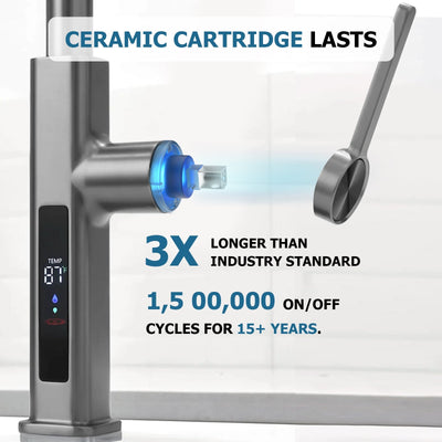 Metora 33"x 22" Stainless Steel Farmhouse Kitchen Sink-FS2501 with Waterfall & Pull-Out Kitchen Faucet-KF2209