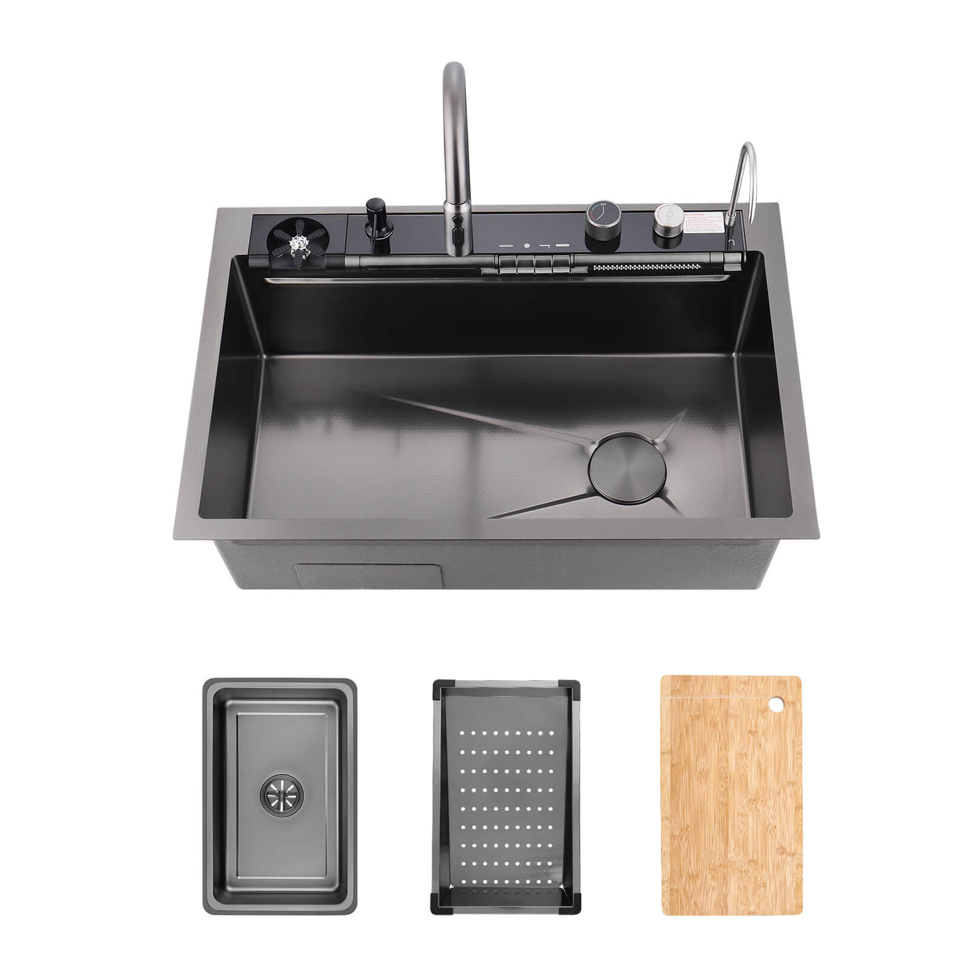 Metora 33"x22" Stainless Steel Workstation Kitchen Sink with Pull-out Faucet & Digital Display-KS2207L-PRO
