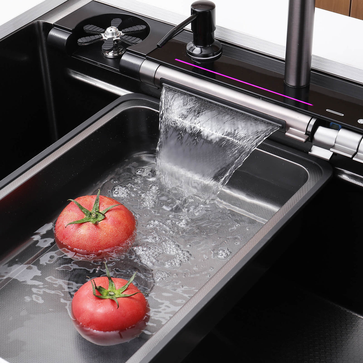 Metora 33"x22" Stainless Steel Workstation Kitchen Sink with Pull-out Faucet & Digital Display-KS2207L-PRO