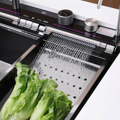 Metora 33"x22" Stainless Steel Workstation Kitchen Sink-KS2207L-PRO with 1 HP Continuous Feed Garbage Disposal with Power Cord-LGD-1010