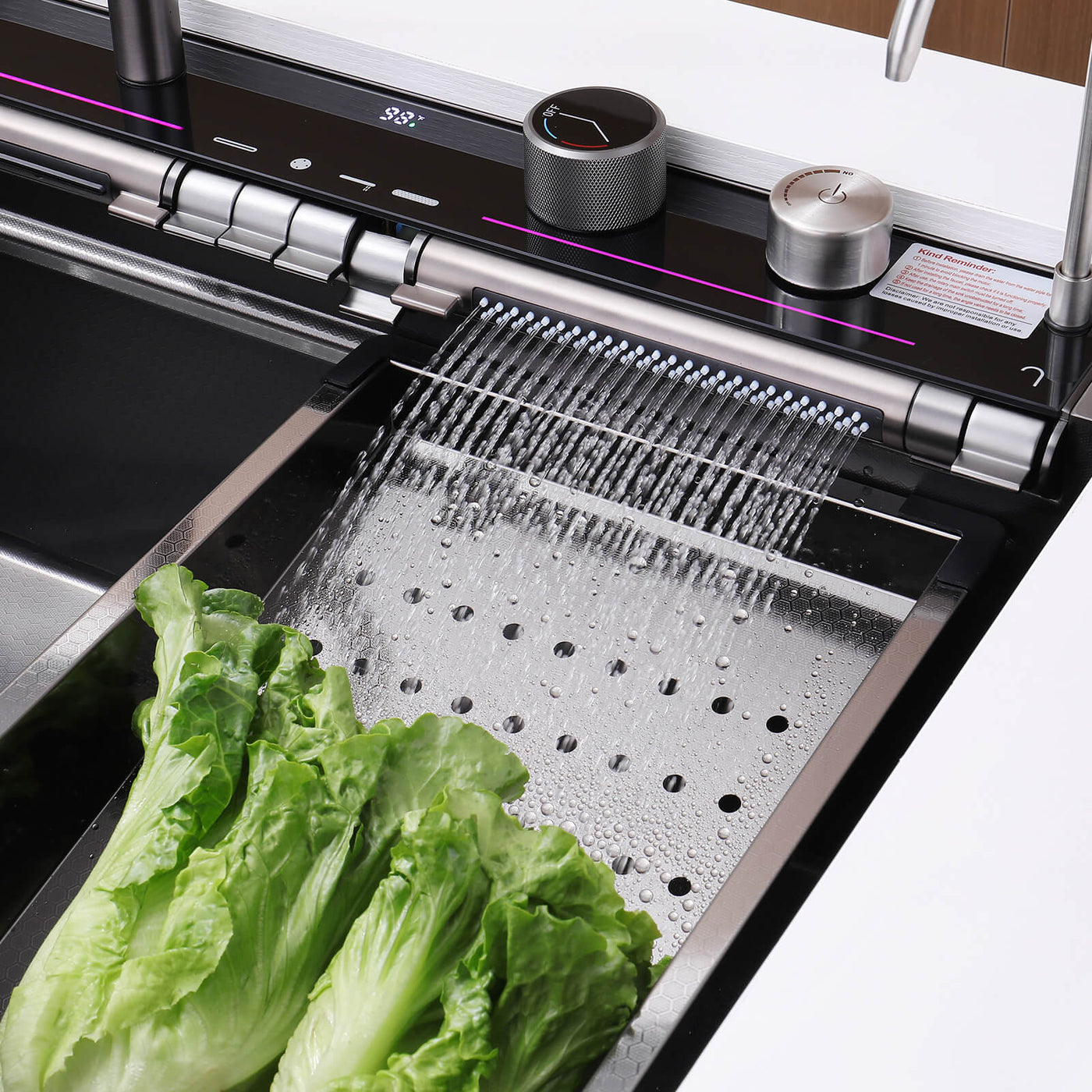 Metora 33"x22" Stainless Steel Workstation Kitchen Sink with Pull-out Faucet & Digital Display-KS2207L-PRO