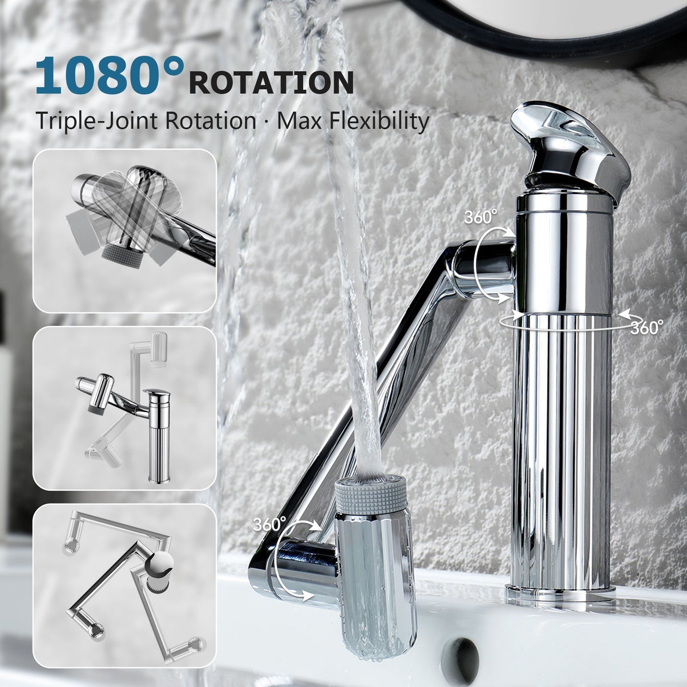 Metora 360° Rotatable Single-Hole Bathroom Faucet-BF2208