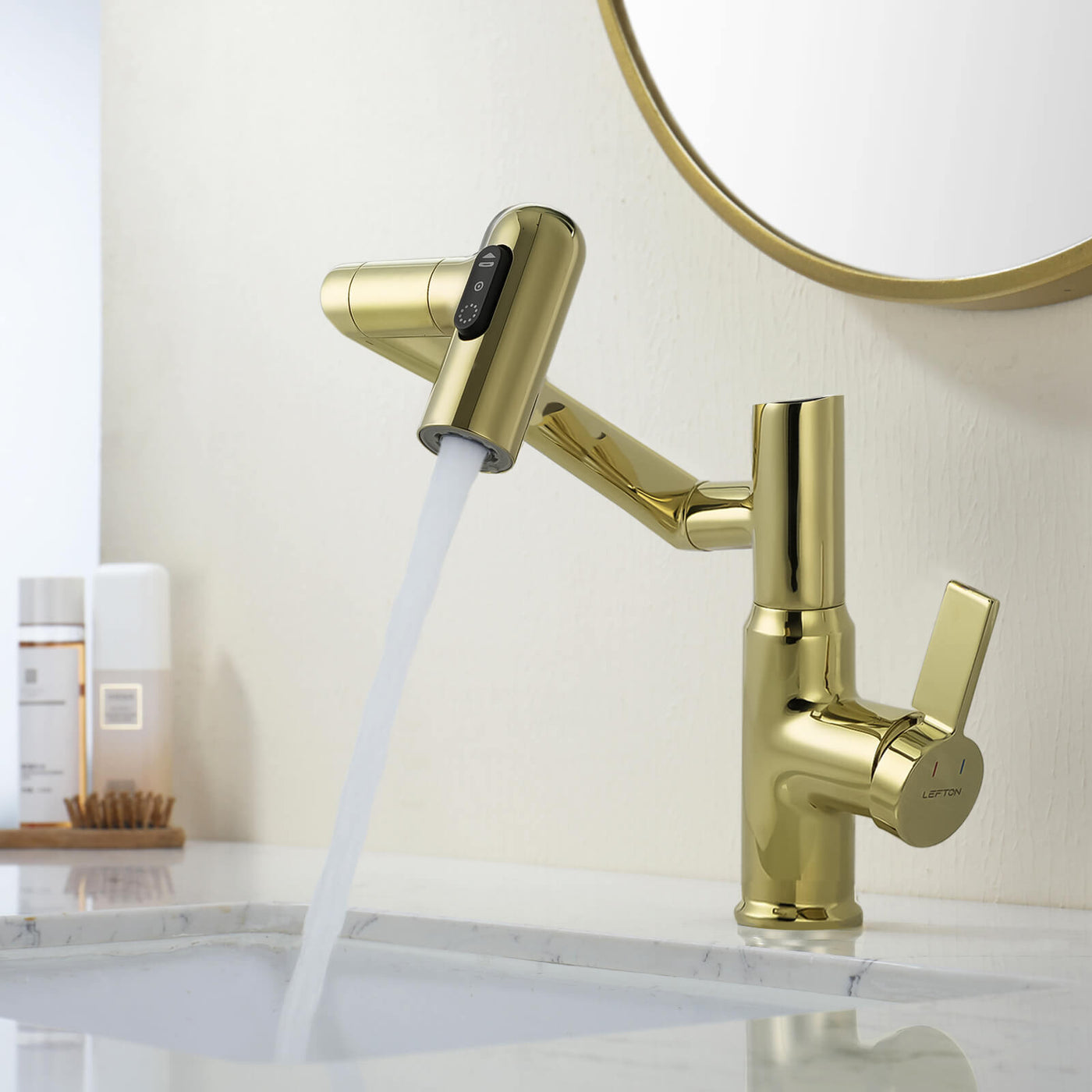 Recertified-Metora Single-Hole Rotatable Faucet with Temperature Display-BF2204-US