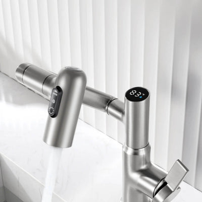 Recertified-Metora Single-Hole Rotatable Faucet with Temperature Display-BF2204-US