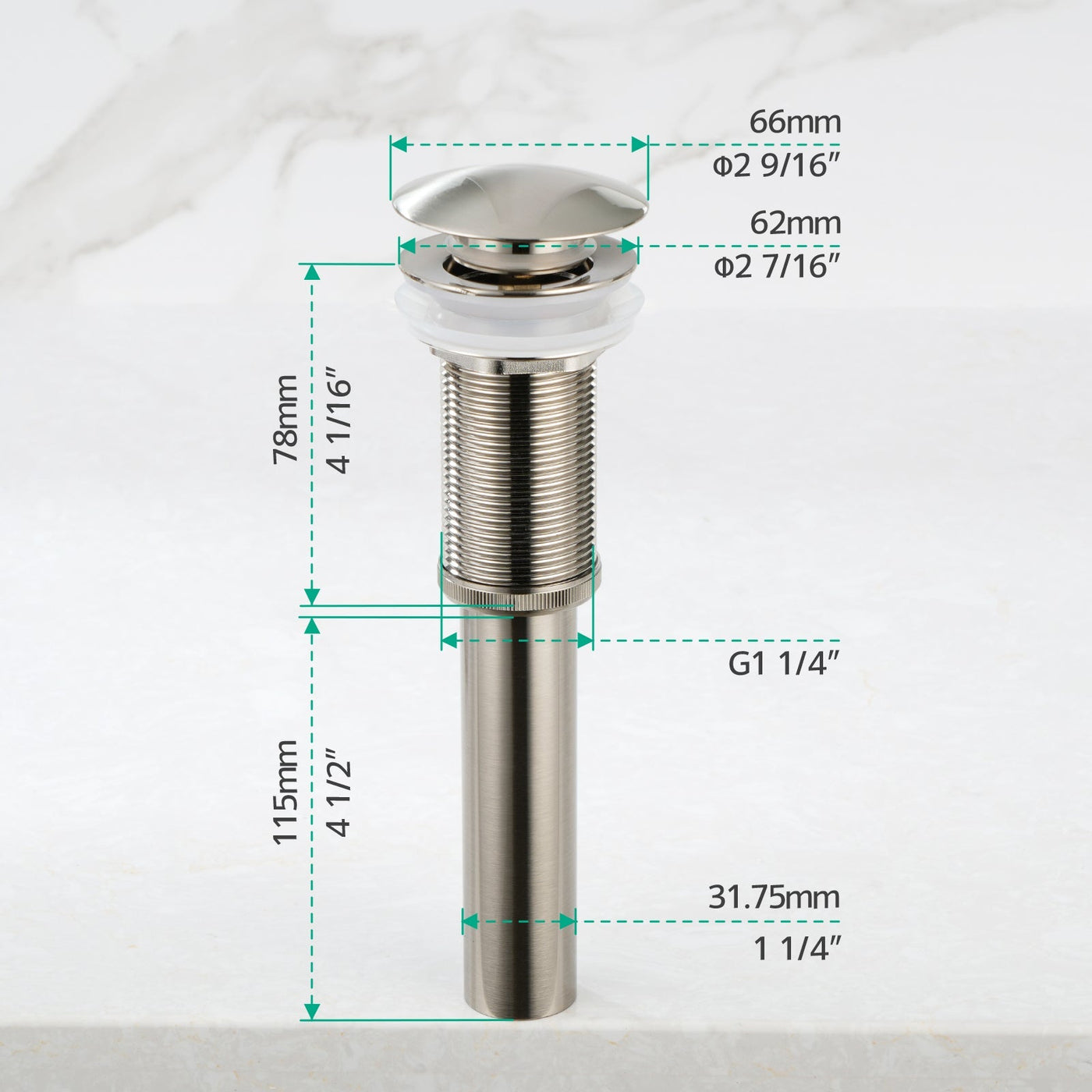 Metora Bathroom Sink Pop Up Drain Stopper Without Overflow-D01